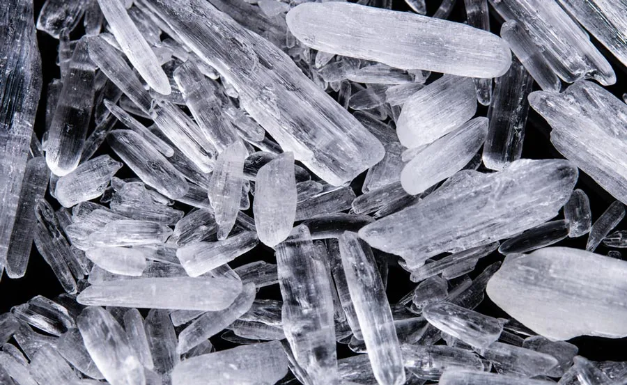Crystal shards closeup show the concept of meth rehab services at Icarus Behavioral Health in New Mexico