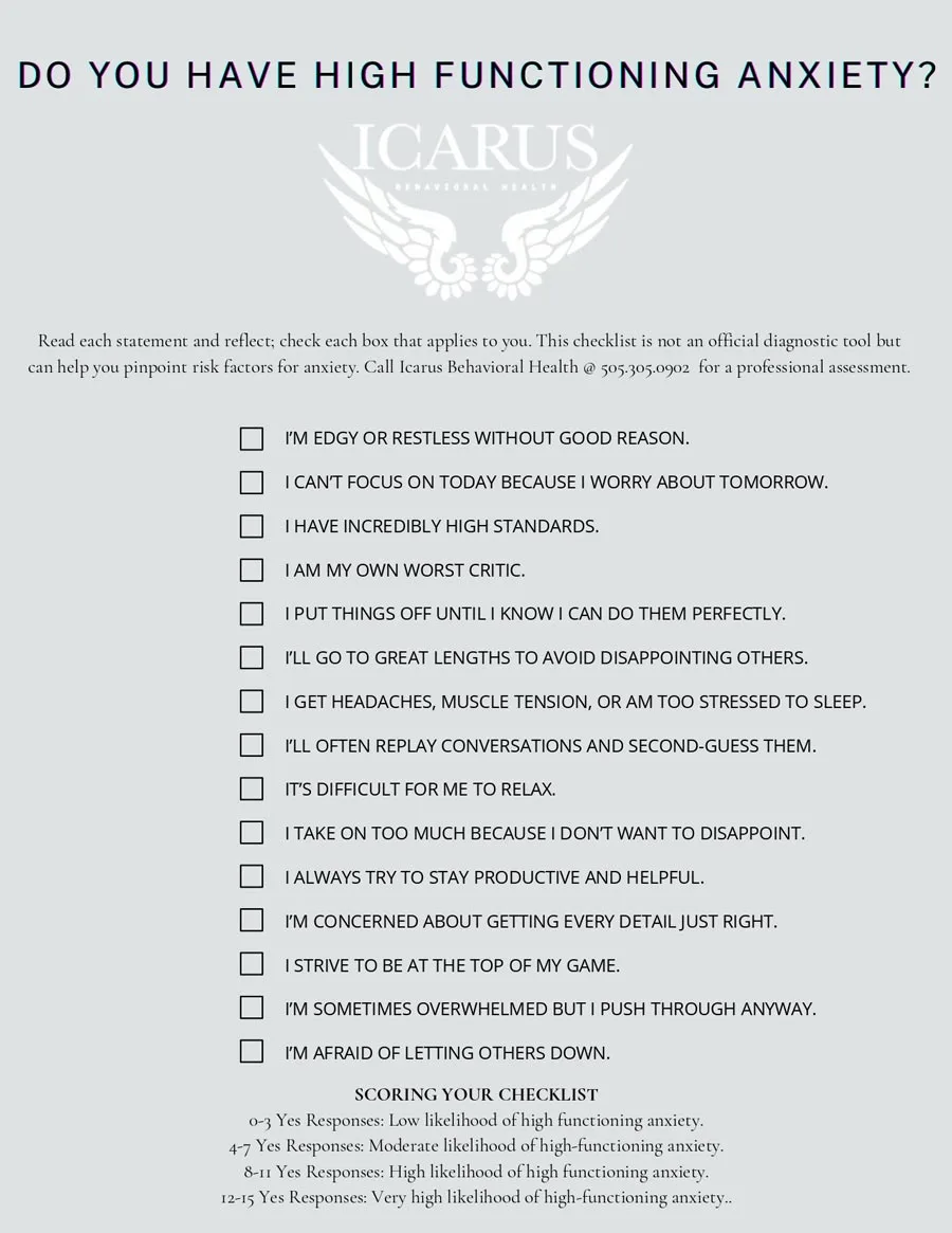 High Functioning Anxiety Checklist