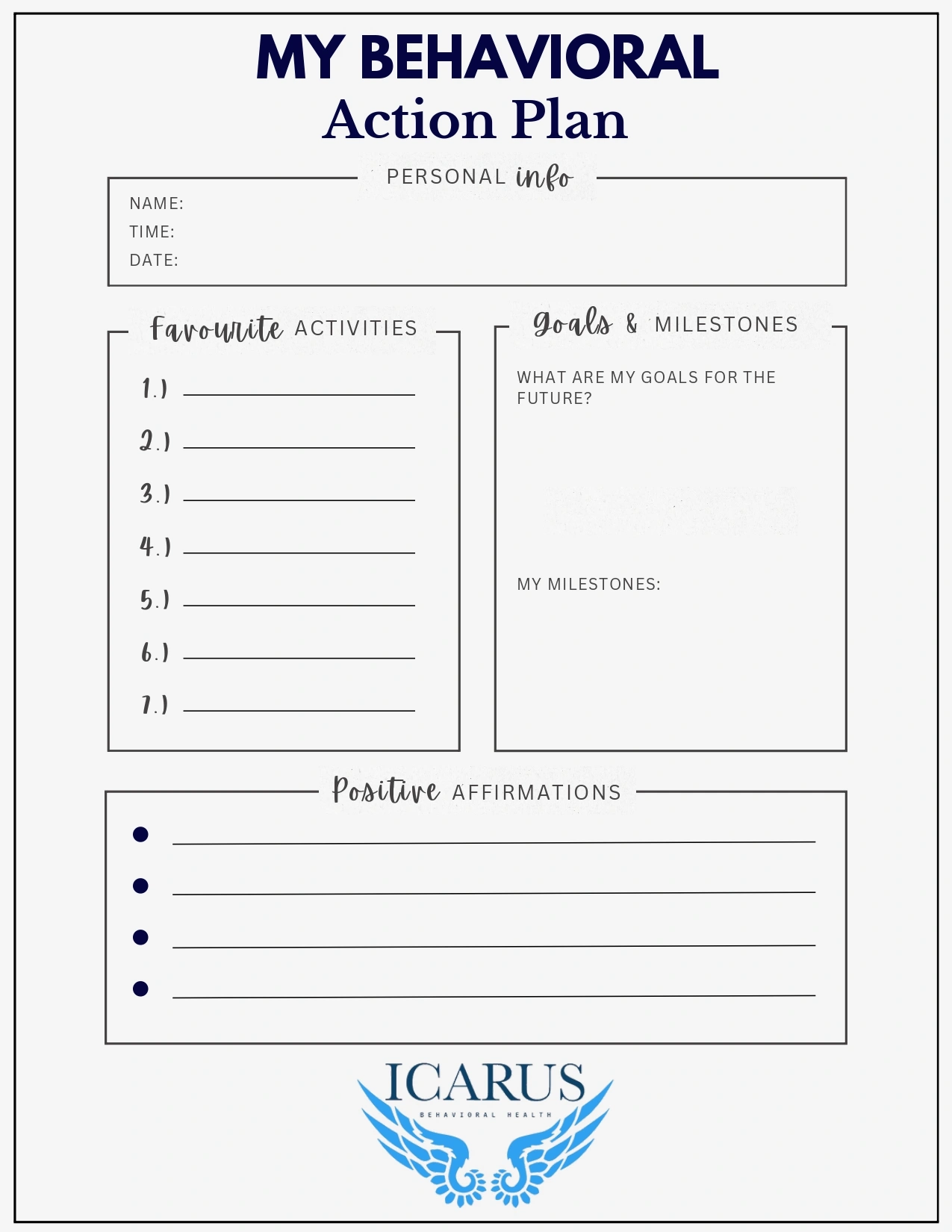 Behavioral Therapy Action Plan - Icarus Behavioral Health
